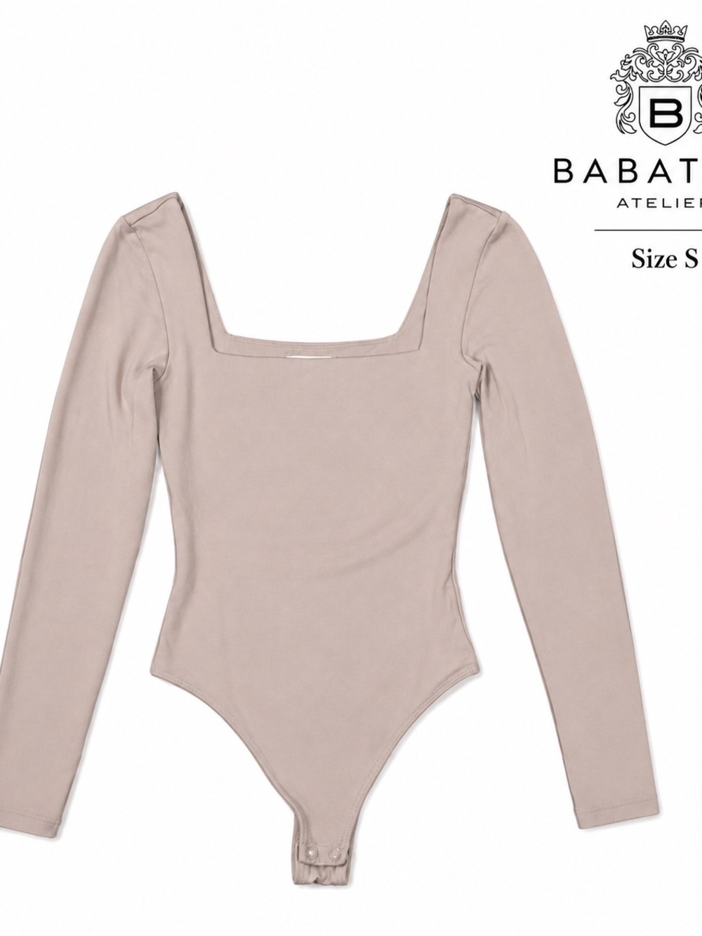 Babaton Contour Long Sleeve Square Neck Bodysuit Taupe Size S